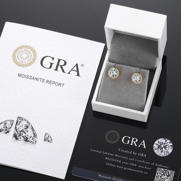 Certified 4ct. t.w. Moissanite Diamond Round Halo Stud Earrings NEW - Picture 10 of 13